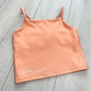 ATHLETA GIRL X SIMONE BILES Peach Crop Top with Built in Sports Bra
